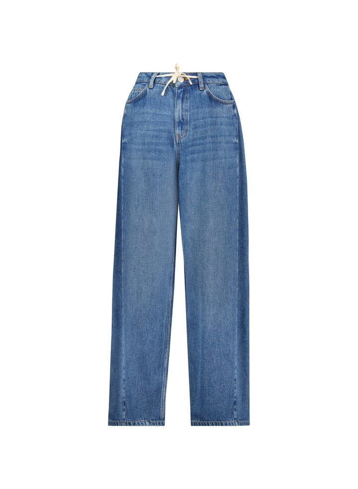 Damen Jeans | Wide Leg Jeans aus TENCEL Lyocell mit Bindeband und entspannter Passform