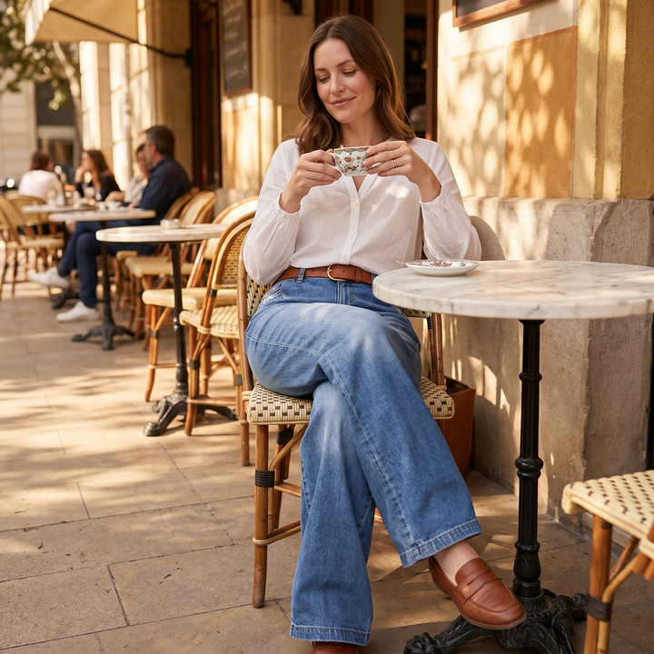 Damen Flare Jeans | Vintage Wide-Leg Jeans mit hohem Bund