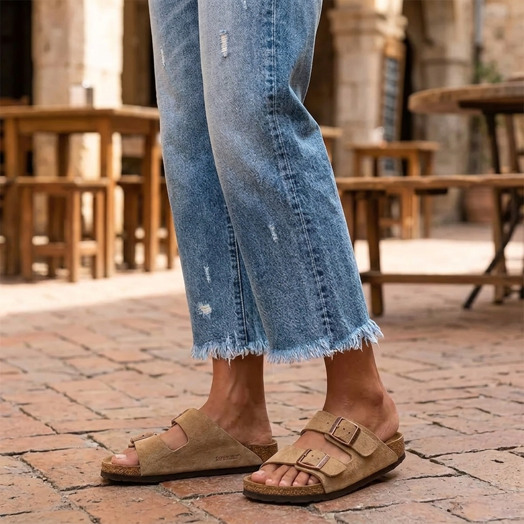 Damen Cropped Jeans | Retro-Jeans mit geradem Bein und Fransen