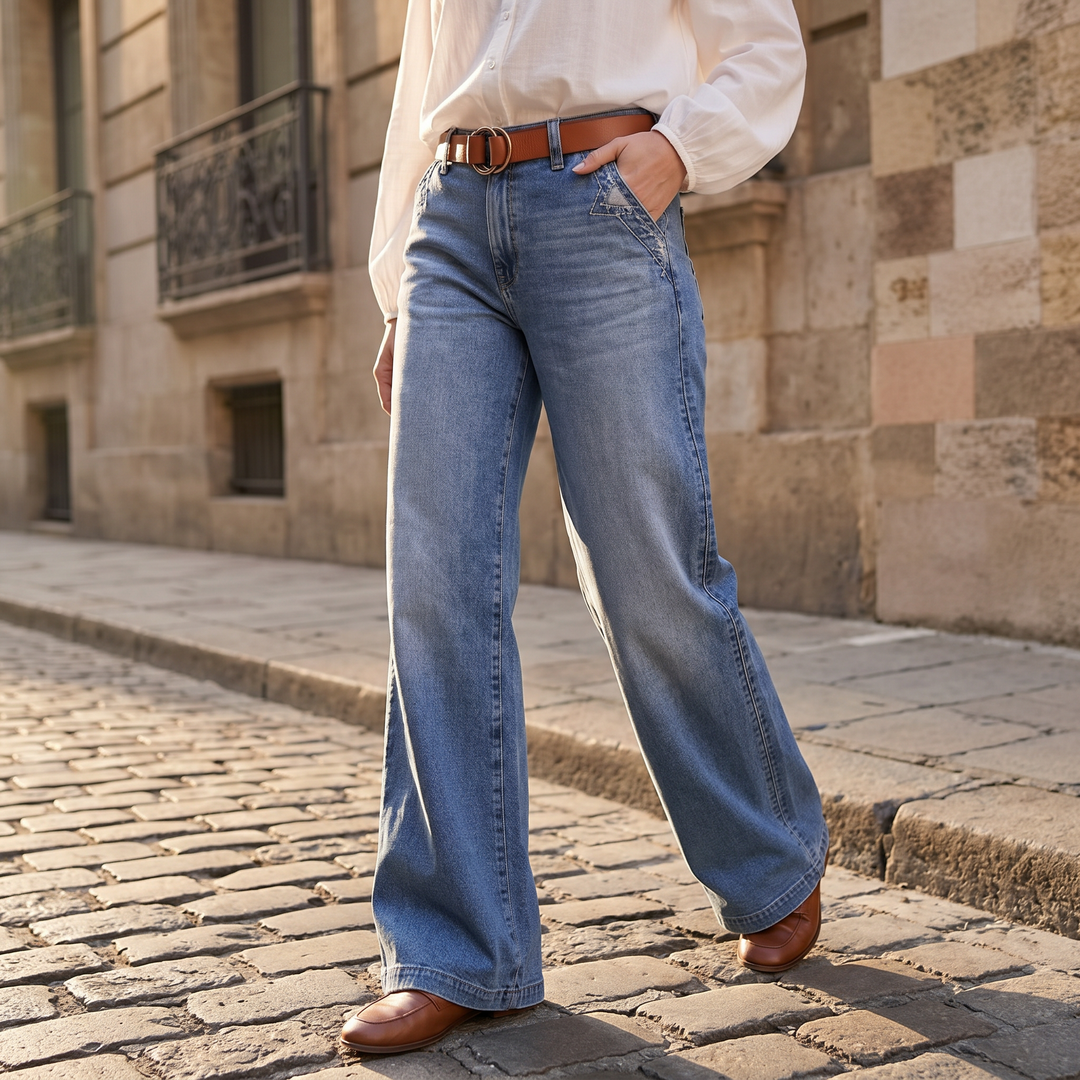 Damen Flare Jeans | Vintage Wide-Leg Jeans mit hohem Bund