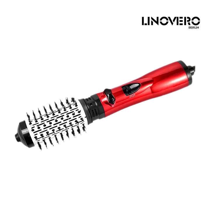 Rotierende Warmluftbürste mit 2 Aufsätzen | 360° Rotation, 3 Temperaturstufen | Für Volumen, Locken &amp; Glätten, Salon-Finish