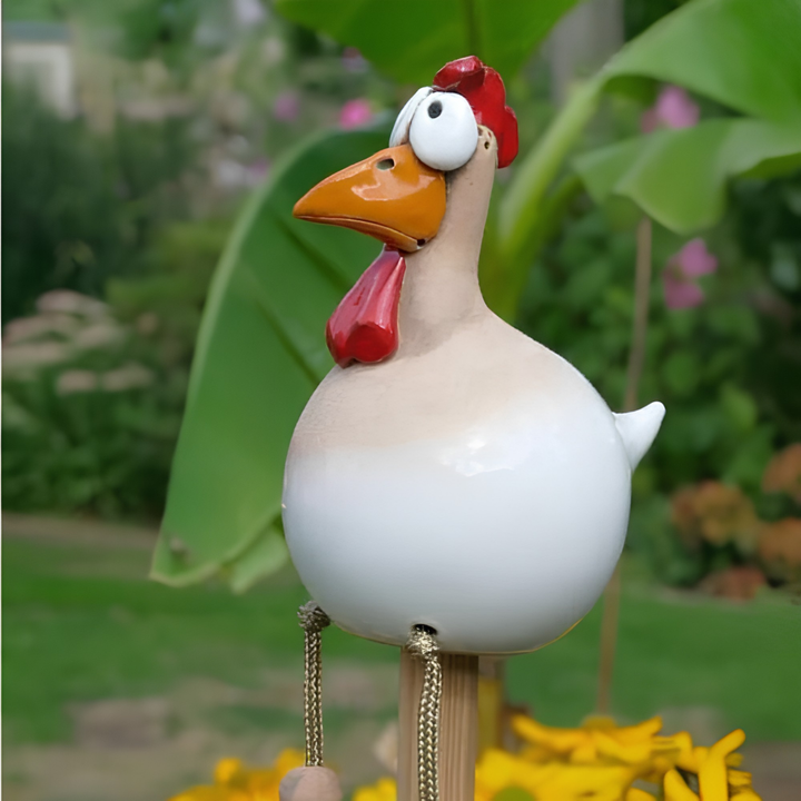 Gartenfigur Huhn | 28 cm aus wetterfestem Kunstharz für Garten, Terrasse und Innenbereich