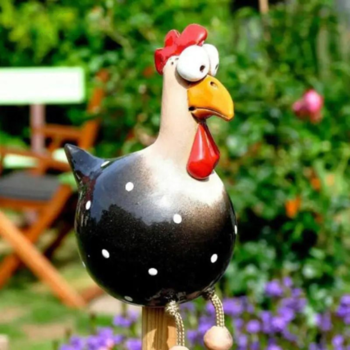 Gartenfigur Huhn | 28 cm aus wetterfestem Kunstharz für Garten, Terrasse und Innenbereich