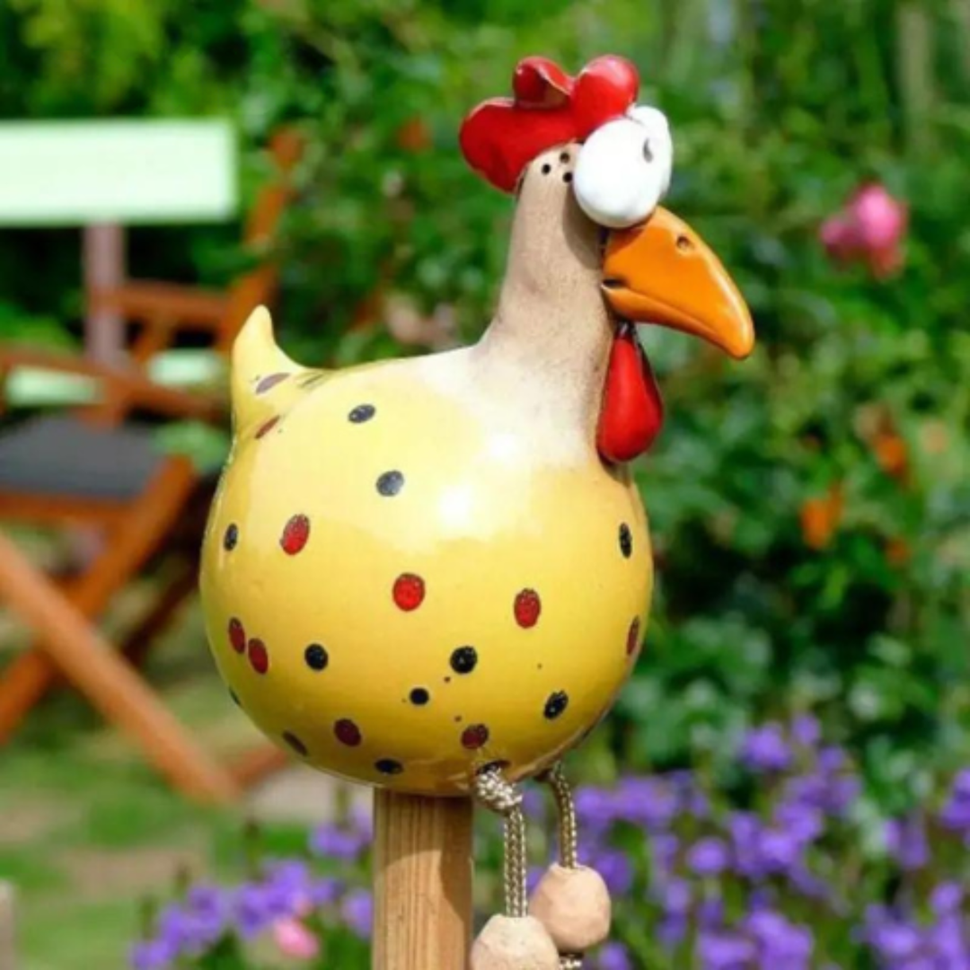 Gartenfigur Huhn | 28 cm aus wetterfestem Kunstharz für Garten, Terrasse und Innenbereich