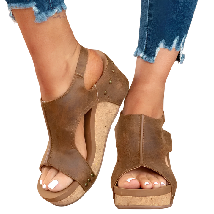 Damen Keilsandalen mit Klettverschluss | Gepolstertes Fußbett, leicht &amp; stabil | 6,5 cm Keil, 2,5 cm Plateau | Sommer-Look