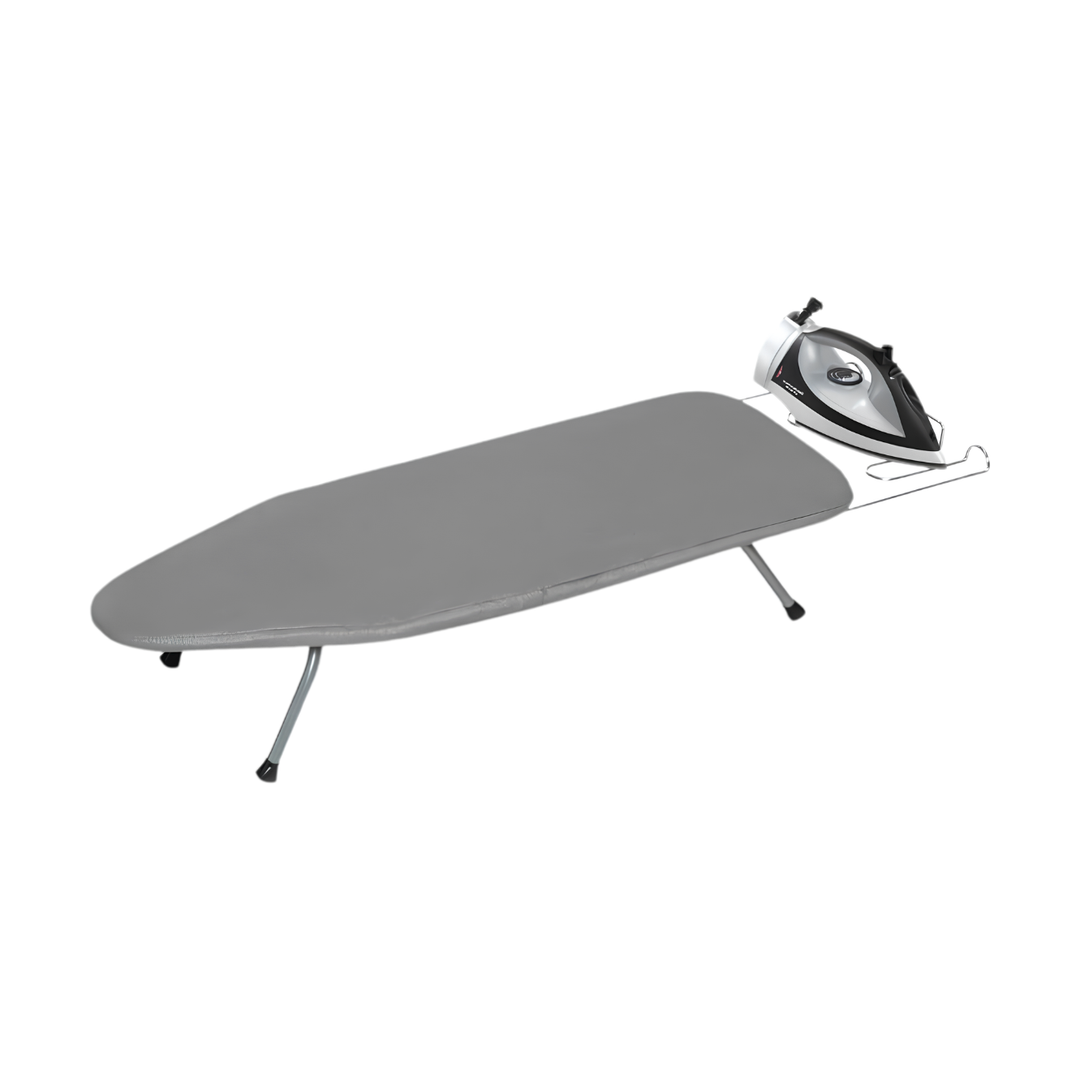 Faltbares Tischbügelbrett 81×30 cm | Kompakt &amp; Reisegeeignet | Mit Metall-Bügeleisenablage &amp; Antirutsch-Füßen