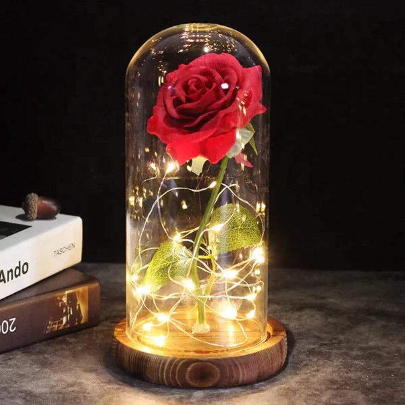 Lampada Rosa Galassia per sempre | Rosa eterna in cupola di vetro | Lampada decorativa a LED | Simbolo di amore e bellezza senza tempo