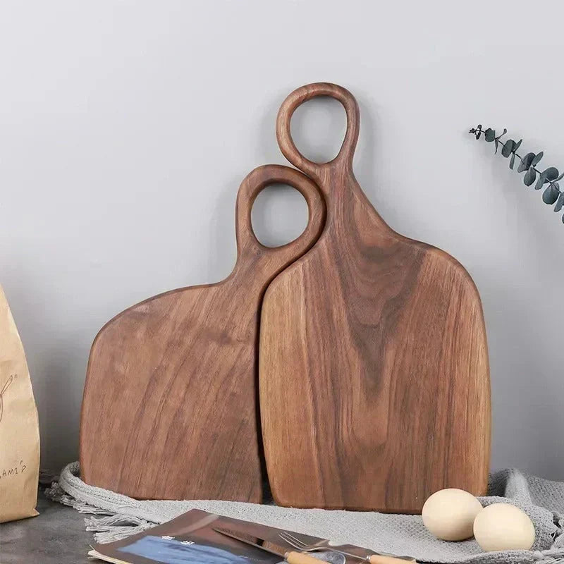 Planche à découper en noyer 35×25×2 cm | Double face : découper &amp; servir | Compatible couteaux, grain élégant, facile d&
