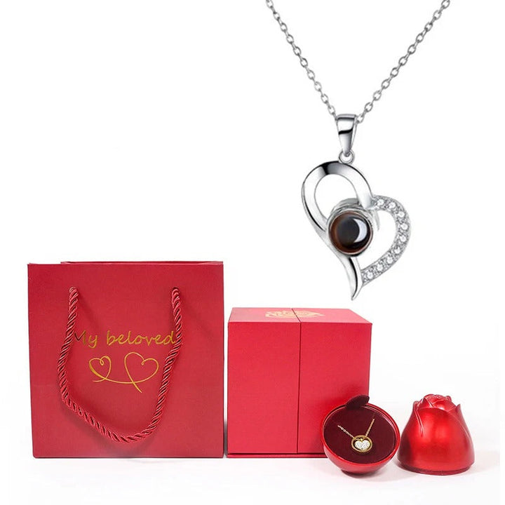 Projektionskette mit Fotoprojektion | Farbe Gold oder Silber | Romantisches Geschenk für Partnerin | Alltagstauglich &amp; elegant