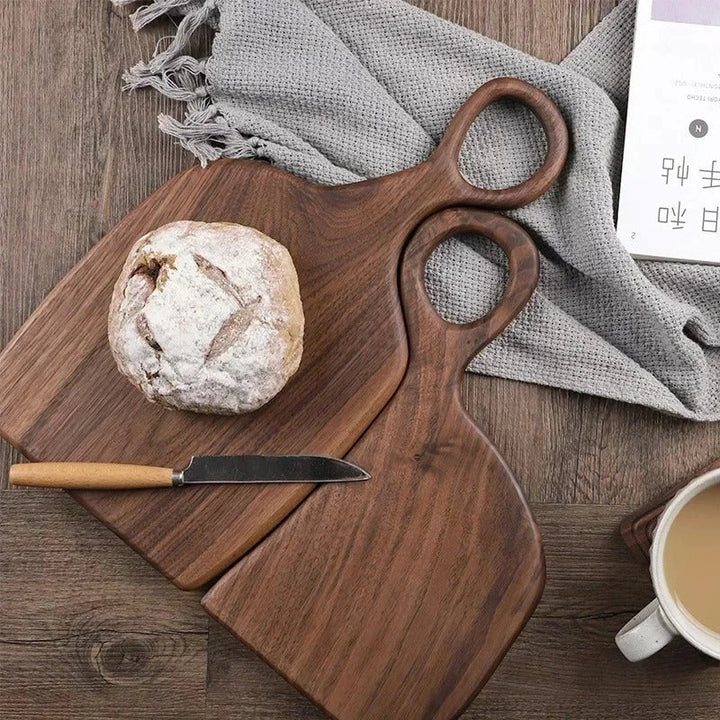 Planche à découper en noyer 35×25×2 cm | Double face : découper &amp; servir | Compatible couteaux, grain élégant, facile d&