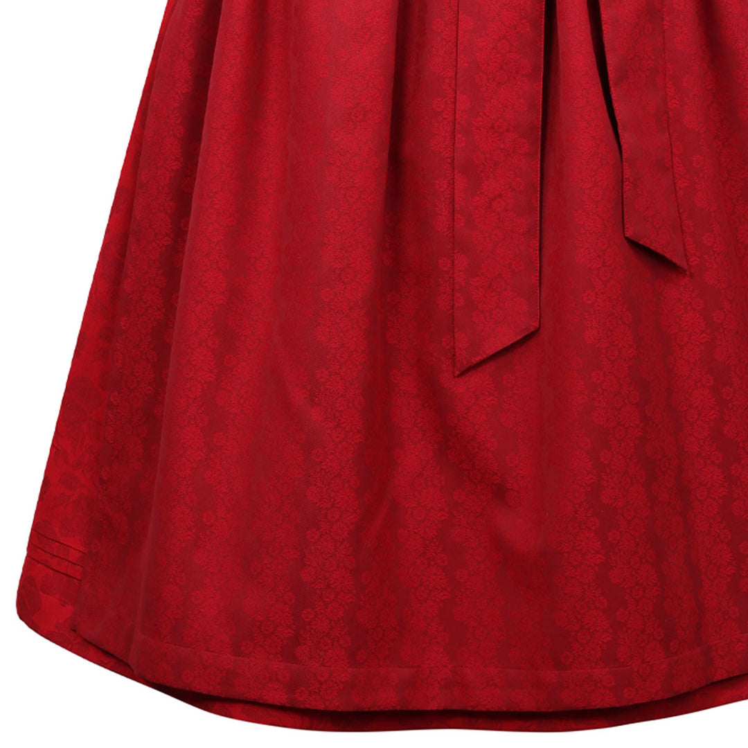 Damen Dirndl Chili | Midi Trachtenkleid mit geradem Ausschnitt, Jacquardmuster und 75 cm Rocklänge