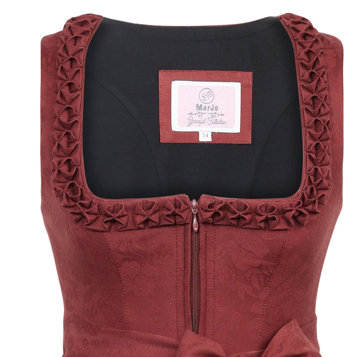 Damen Dirndl Henna | Midi Trachtenkleid mit geradem Ausschnitt, floralem Muster und 75 cm Rocklänge