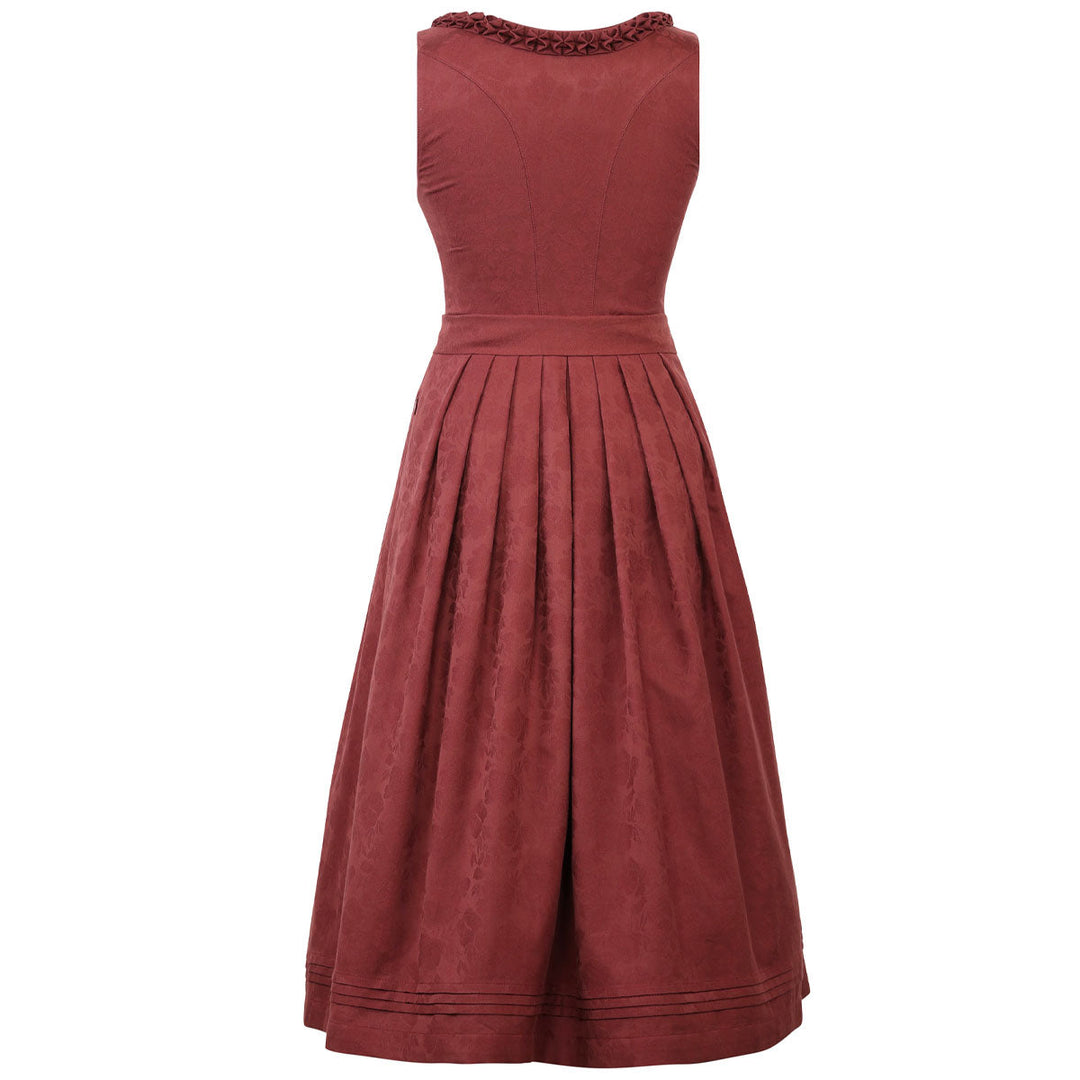 Damen Dirndl Henna | Midi Trachtenkleid mit geradem Ausschnitt, floralem Muster und 75 cm Rocklänge