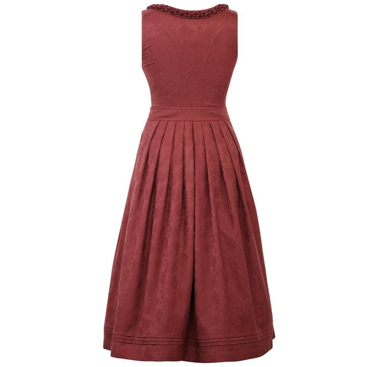 Damen Dirndl Henna | Midi Trachtenkleid mit geradem Ausschnitt, floralem Muster und 75 cm Rocklänge