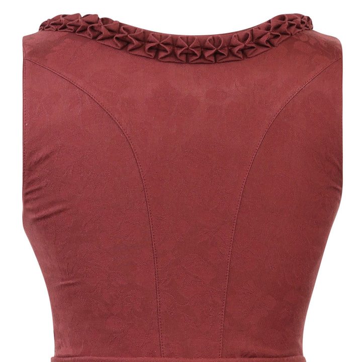 Damen Dirndl Henna | Midi Trachtenkleid mit geradem Ausschnitt, floralem Muster und 75 cm Rocklänge