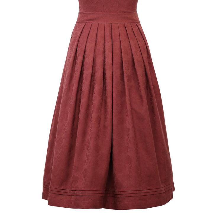 Damen Dirndl Henna | Midi Trachtenkleid mit geradem Ausschnitt, floralem Muster und 75 cm Rocklänge