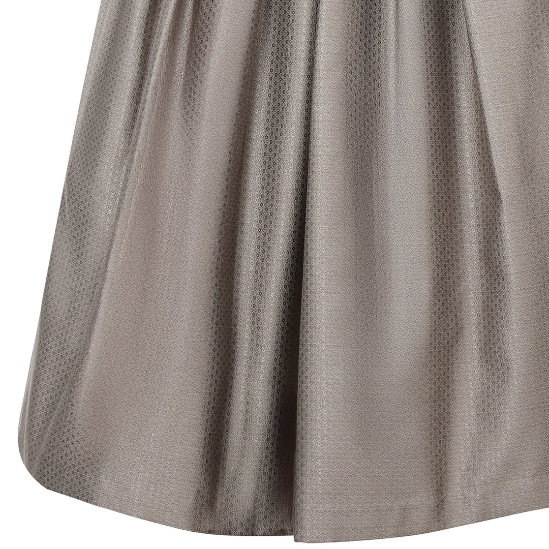 Damen Dirndl Sandbraun | Midi Samtdirndl mit abnehmbaren Flügelärmeln, Leo-Schleife und 70 cm Rocklänge