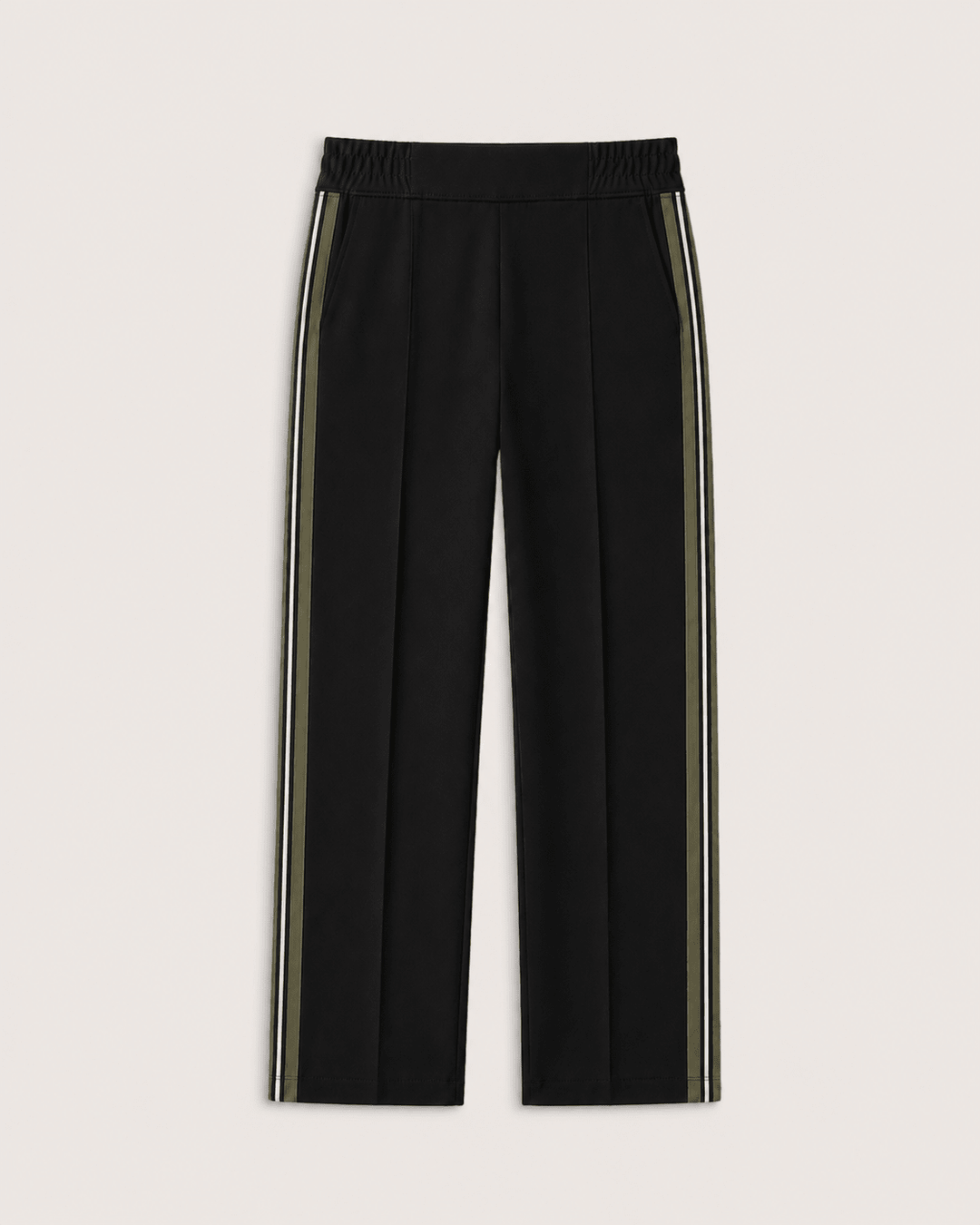 Damen Hose | Pontehose mit weitem Bein und gestricktem Seitenstreifen