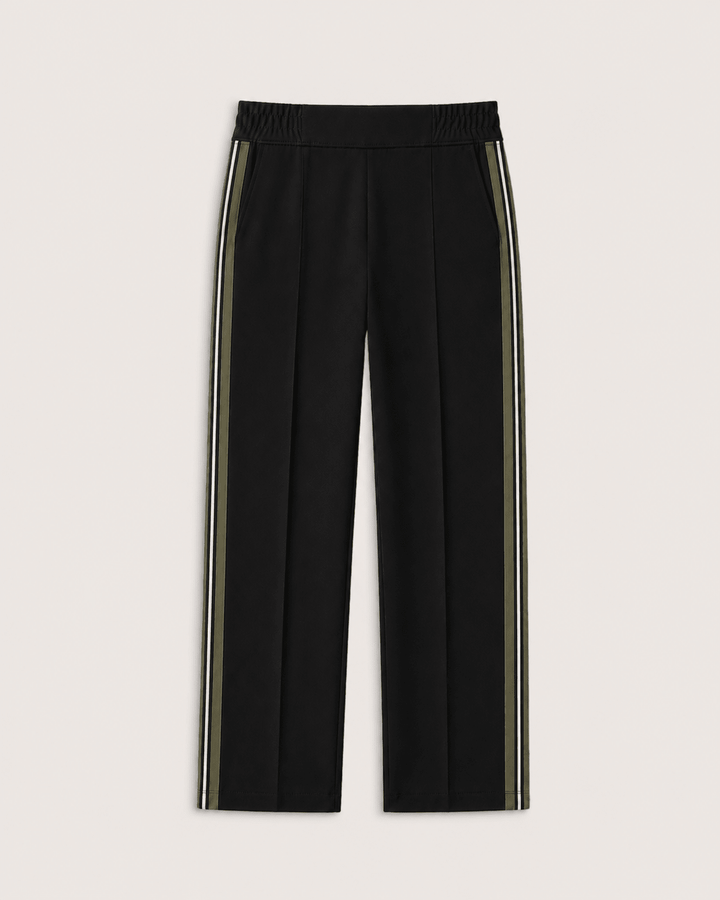Damen Hose | Pontehose mit weitem Bein und gestricktem Seitenstreifen