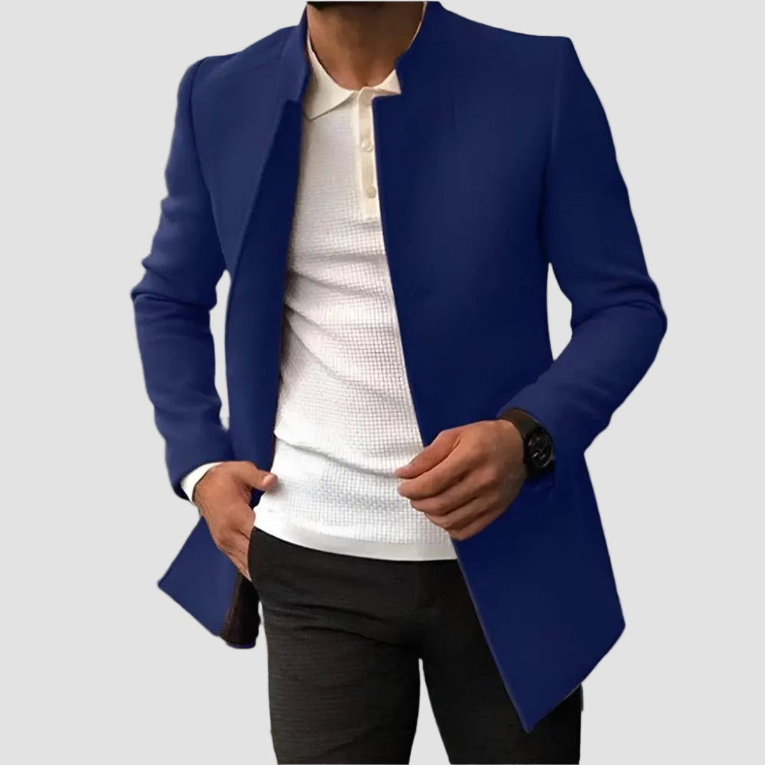Herren Slim-Fit Wollmantel mit Stehkragen | Taillierter Wintermantel mit wärmendem Wollanteil und Knopfverschluss für Business und Alltag