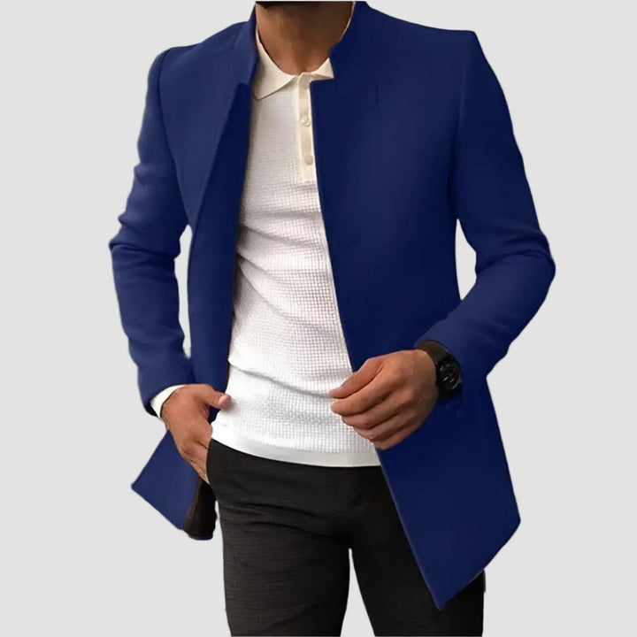 Herren Slim-Fit Wollmantel mit Stehkragen | Taillierter Wintermantel mit wärmendem Wollanteil und Knopfverschluss für Business und Alltag