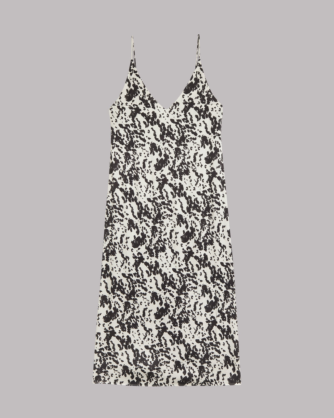 Damen Slipkleid mit Dalmatiner-Print | Fließendes Maxikleid mit V-Ausschnitt | Verstellbare Träger