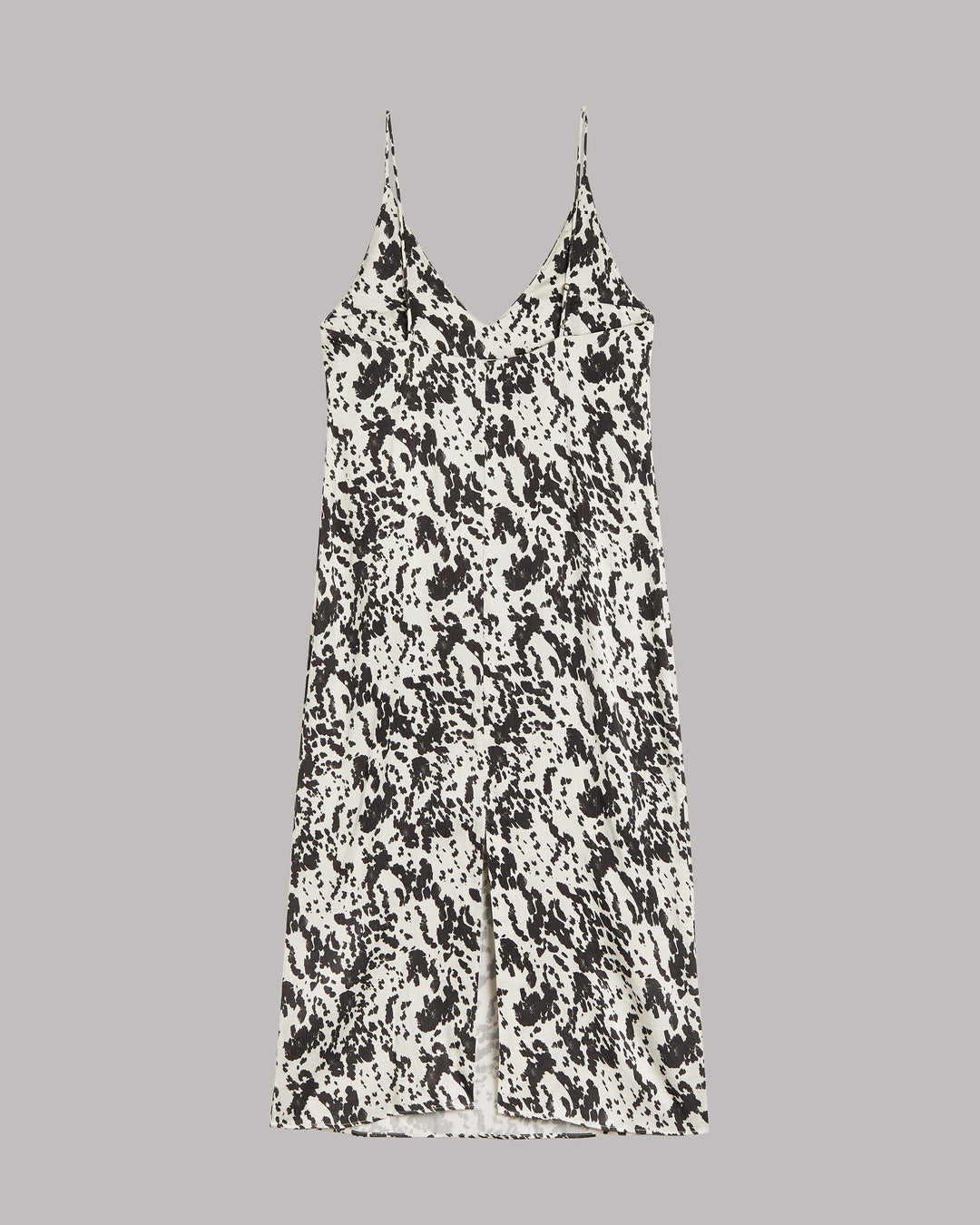 Damen Slipkleid mit Dalmatiner-Print | Fließendes Maxikleid mit V-Ausschnitt | Verstellbare Träger