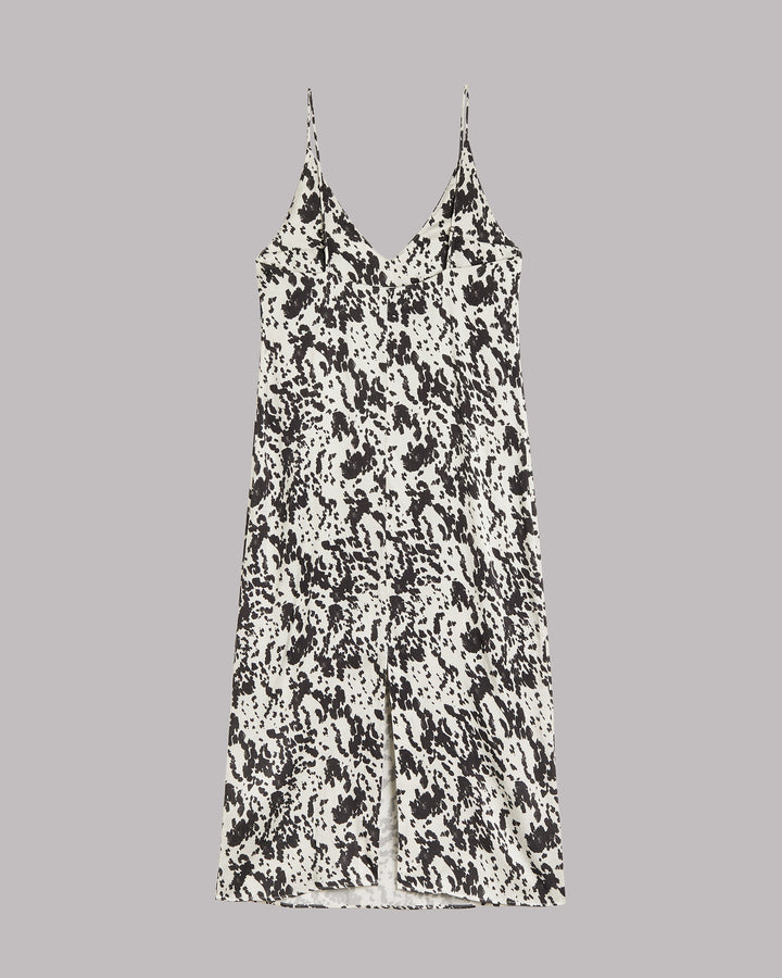 Damen Slipkleid mit Dalmatiner-Print | Fließendes Maxikleid mit V-Ausschnitt | Verstellbare Träger