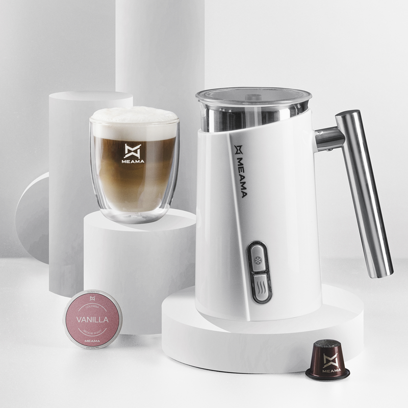 Elektrischer Milchaufschäumer | Für warmen und kalten Milchschaum bei Cappuccino und Latte Macchiato