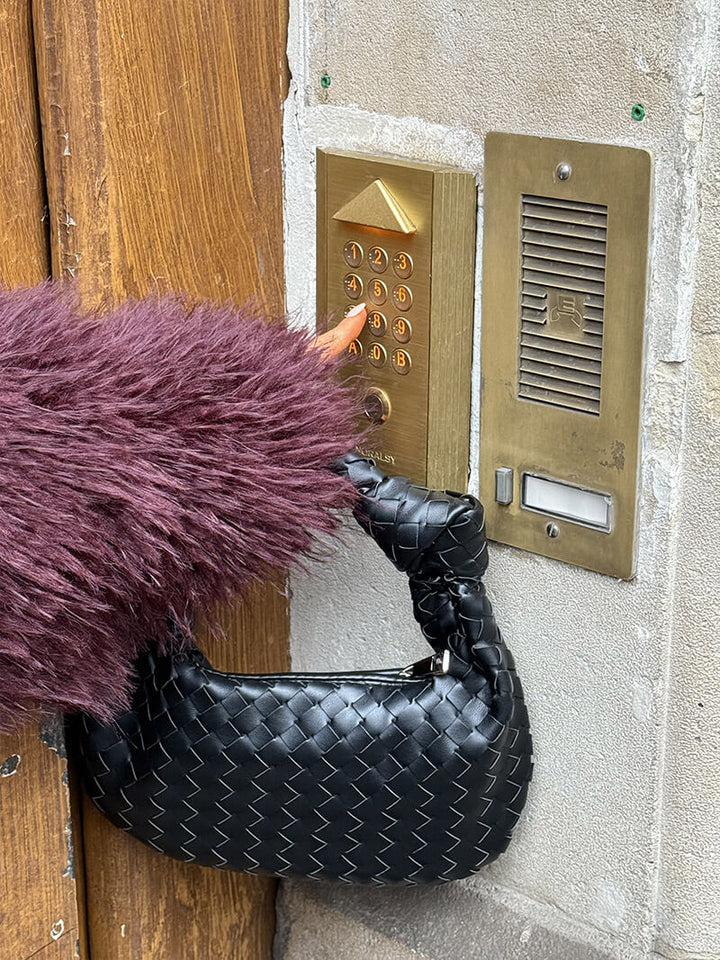 Damen Umhängetasche | Geflochtenes Design | Veganes Leder &amp; Silberdetails | MiniGewebe