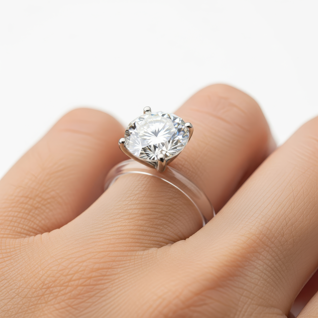 Schwebender Moissanit-Ring für Damen | Unsichtbares Nylonband mit 1 oder 2 Karat Moissanit | Leicht, elegant &amp; funkelnd