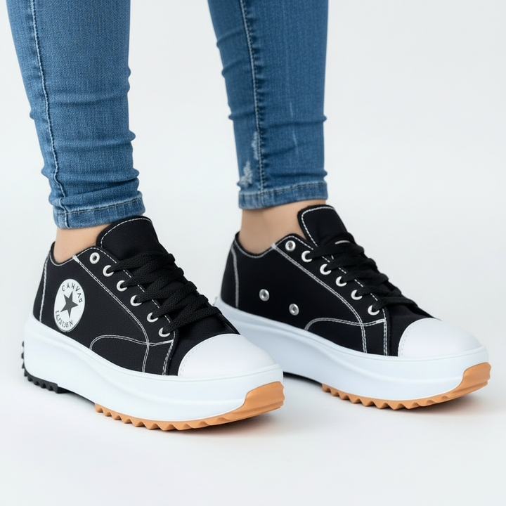 Damen Plateausneaker Annika | Trendige Plateausohle &amp; Schnürung | Bequem &amp; vielseitig für Alltag und Freizeit