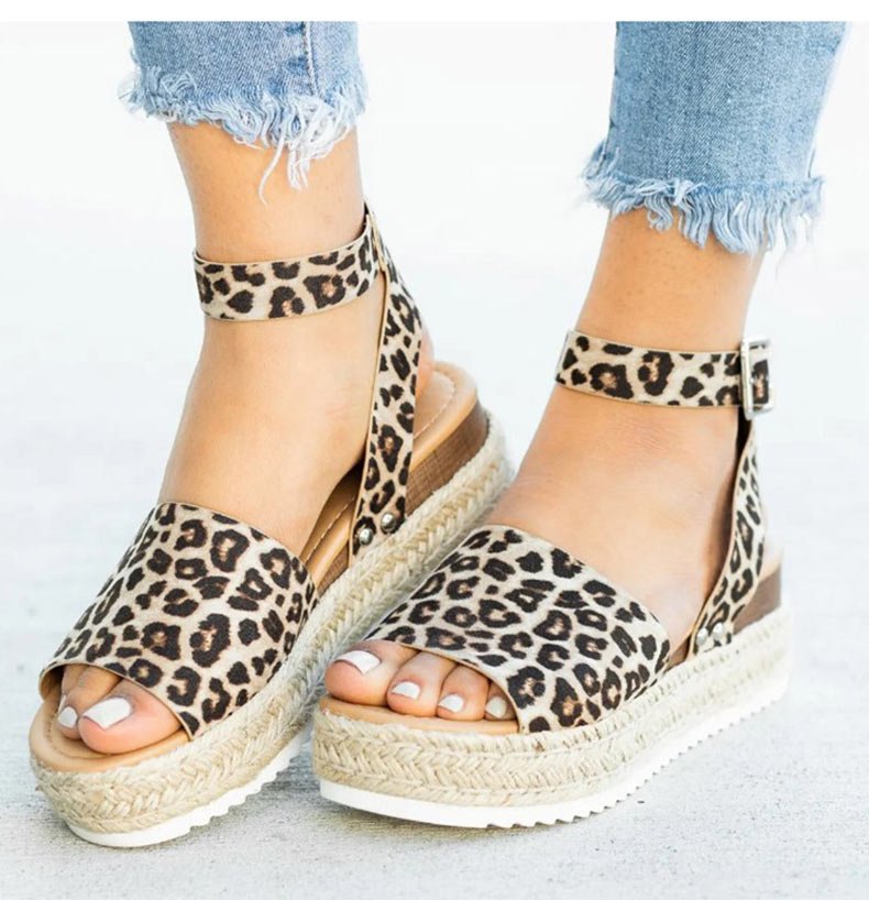 Damen Keil-Plateau-Sandalen mit offener Zehe | Verstellbare Riemen &amp; rutschfeste Sohle
