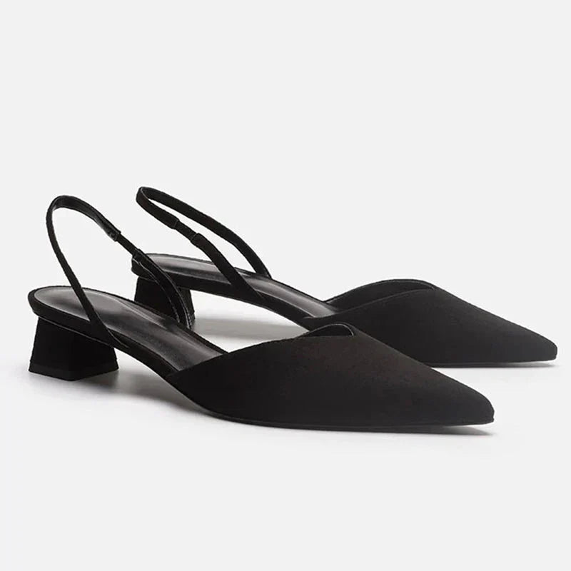 Damen Sandalen mit spitzer Zehenpartie &amp; niedrigem Absatz | Bequem &amp; leicht für den ganzen Tag | Elegant kombinierbar | Alltag &amp; Events