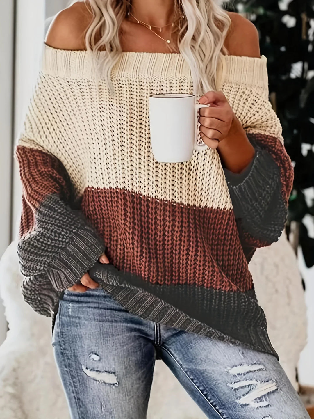 Karyll | Stile senza sforzo chic comfort maglione a spalle scoperte