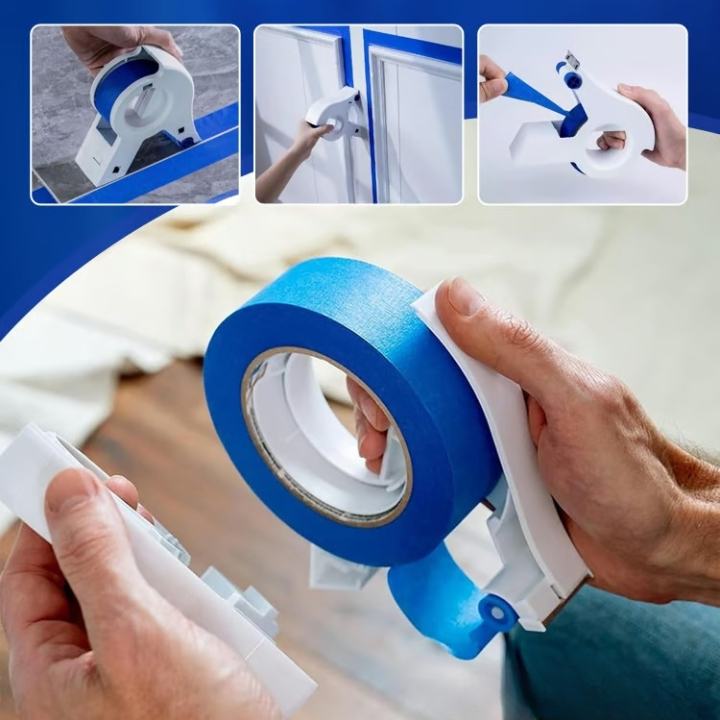 Malerkrepp-Applikator mit Cutter | saubere, gerade Farbkanten in einem Zug | inkl. 2 Rollen Tape | für Wände, Decken &amp; Möbel