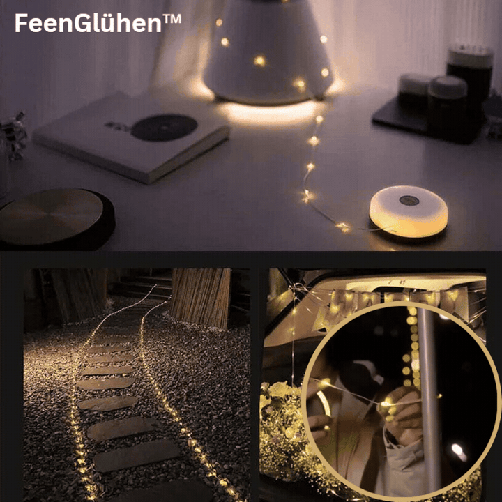 LED-Lichterkette 10 m mit 100 LEDs | USB wiederaufladbar &amp; IP65 wasserdicht | 8 Lichtmodi für Camping &amp; Garten