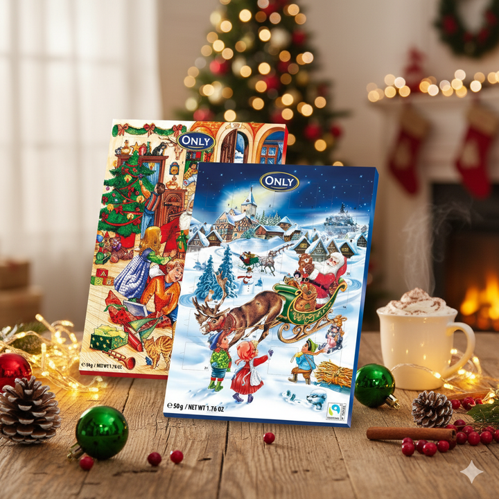 Milchschokolade Adventskalender 50 g mit 24 Türchen | Cremige Schokolade mit mindestens 30 % Kakao für Kinder und Erwachsene