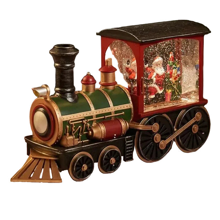 Weihnachtszug mit Beleuchtung | Dekorative Lokomotive mit Schneeeffekt, bunten Lichtern und Batteriebetrieb für festliche Tischdekoration