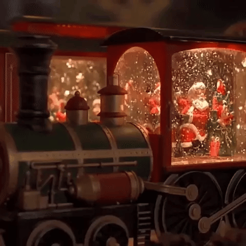 Weihnachtszug mit Beleuchtung | Dekorative Lokomotive mit Schneeeffekt, bunten Lichtern und Batteriebetrieb für festliche Tischdekoration