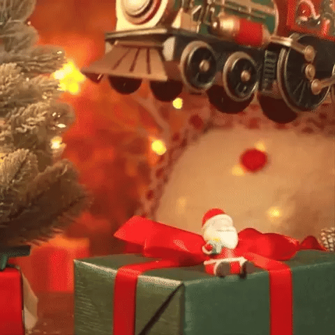 Weihnachtszug mit Beleuchtung | Dekorative Lokomotive mit Schneeeffekt, bunten Lichtern und Batteriebetrieb für festliche Tischdekoration