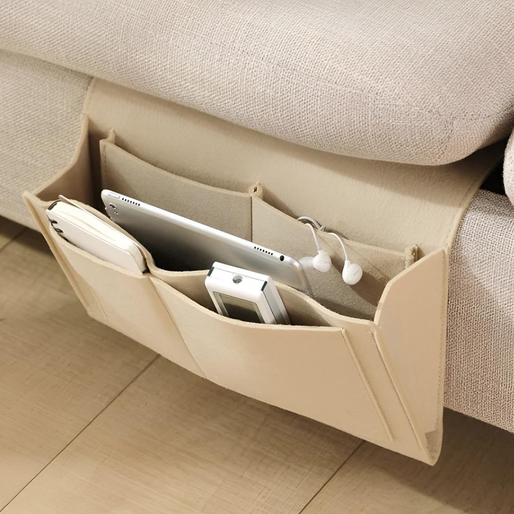Felt bed organizer | Stylish &amp; functional | Books, tablet &amp; accessories within reach