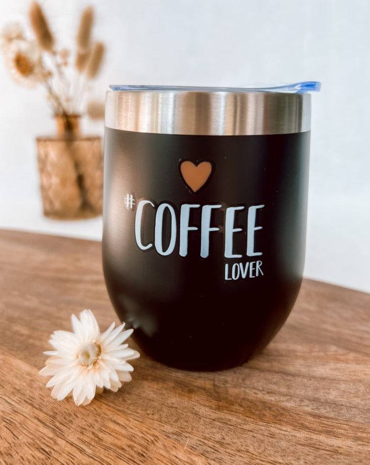 Thermobecher 350 ml | Doppelwandiger Edelstahlbecher mit spritzsicherem Deckel für Kaffee und Kaltgetränke