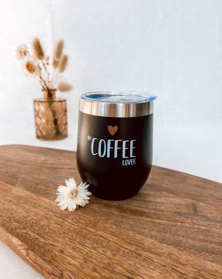 Thermobecher 350 ml | Doppelwandiger Edelstahlbecher mit spritzsicherem Deckel für Kaffee und Kaltgetränke