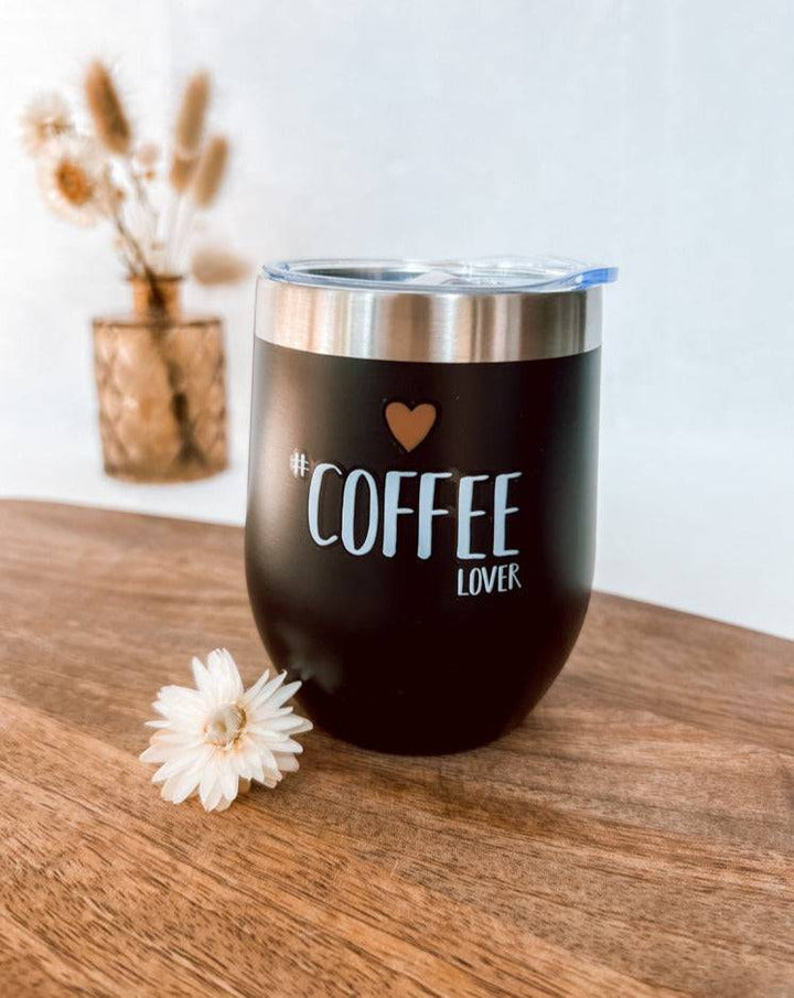 Thermobecher 350 ml | Doppelwandiger Edelstahlbecher mit spritzsicherem Deckel für Kaffee und Kaltgetränke