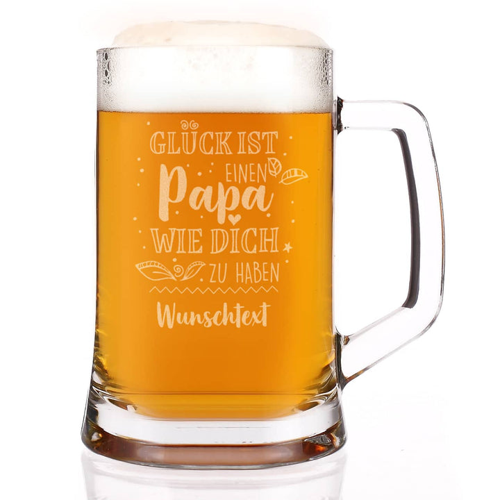 Bierkrug mit Gravur | Personalisiertes Bierglas 500 ml mit Wunschtext als Geschenk für Papa zum Vatertag