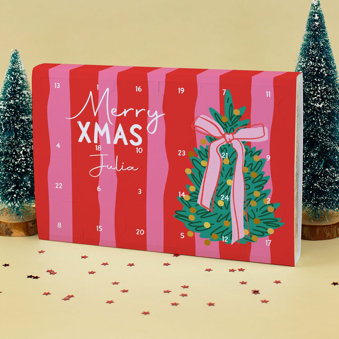 Toffifee Adventskalender mit Namen | Personalisierter Schokoladenkalender mit 24 Türchen, Haselnuss, Karamell und Nougatcreme