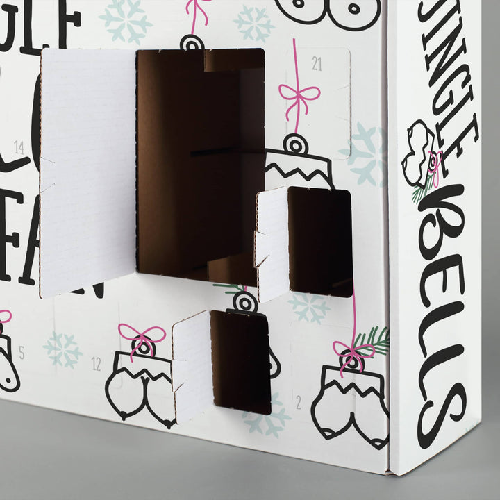 Lustiger Adventskalender zum Befüllen | Personalisierter Weihnachtskalender mit 24 Türchen, witzigem Motiv und Wunschnamen