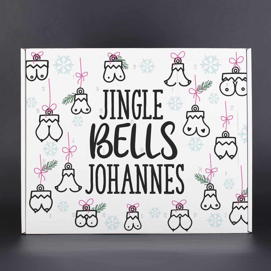 Lustiger Adventskalender zum Befüllen | Personalisierter Weihnachtskalender mit 24 Türchen, witzigem Motiv und Wunschnamen