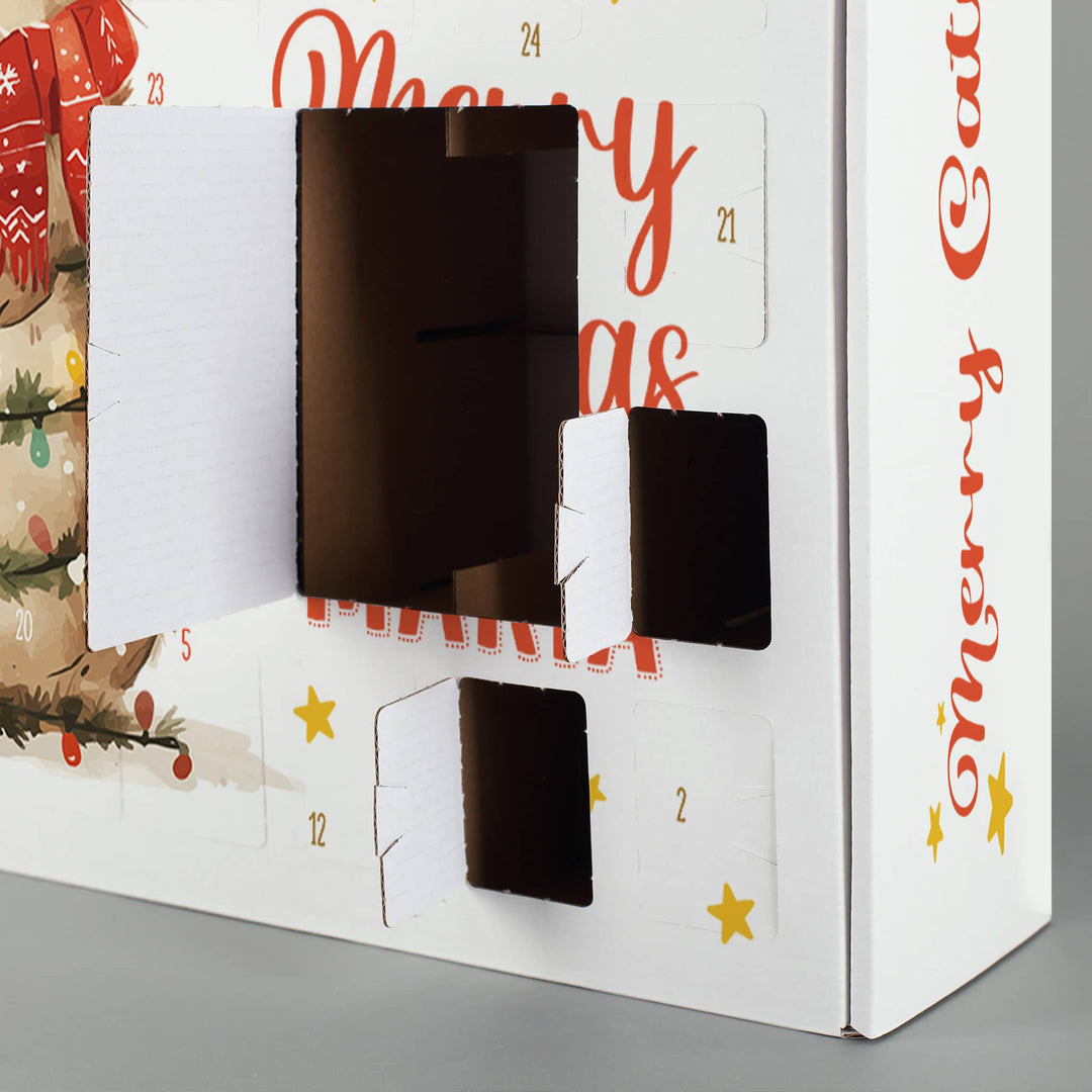 Katzen Adventskalender zum Befüllen | Personalisierter Weihnachtskalender mit 24 Türchen, Katzenmotiv und individuellem Wunschtext